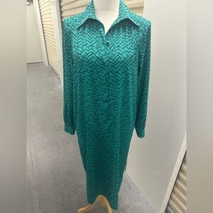 80’s era Teal Abstract Long Sleeve Dress Maternity Office
